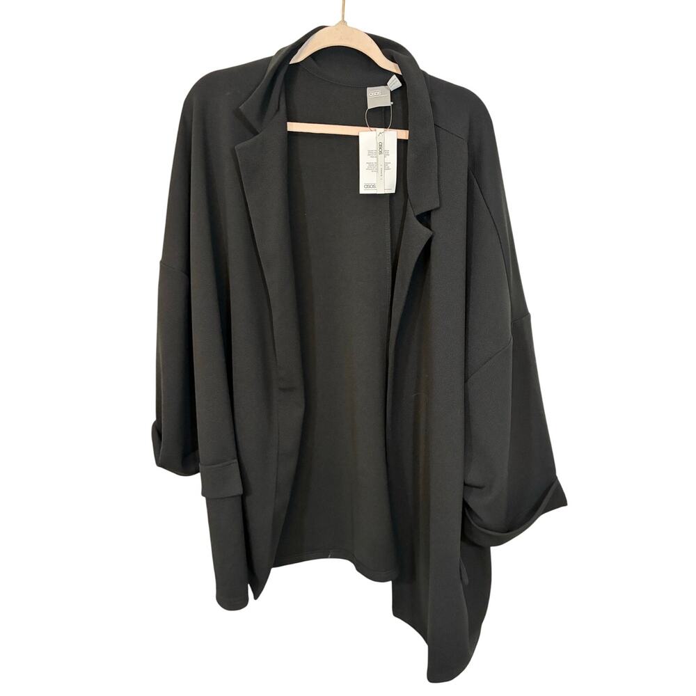 NWT ASOS Black Jacket Womens Black Long Sleeve Jersey Staple Career Business 22